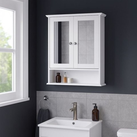 Biała szafka łazienkowa z lustrem 56x13x58 cm, wisząca MDF