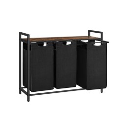 Kosz na pranie z 3 x 38l stal, drewno