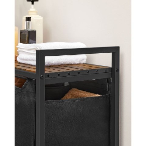 Kosz na pranie z 3 x 38l stal, drewno