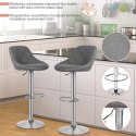 MIADOMODO Krzesło barowe 2szt, bez podłokietnika, szare