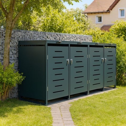 Metalowy schowek na 4 kosze na śmieci, antracyt 264×116×80cm