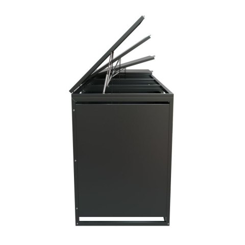 Metalowy schowek na 4 kosze na śmieci, antracyt 264×116×80cm