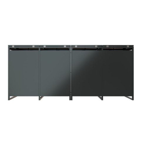 Metalowy schowek na 4 kosze na śmieci, antracyt 264×116×80cm