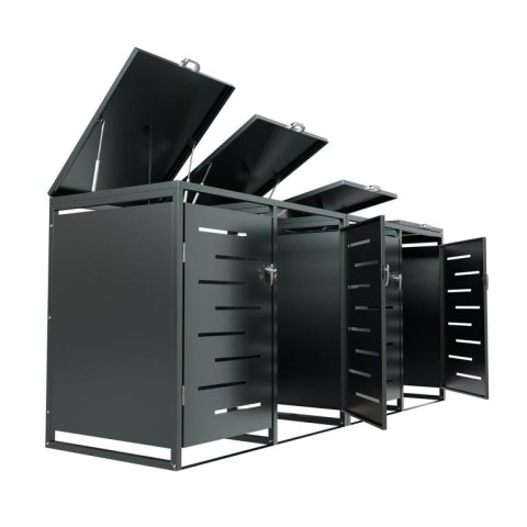 Metalowy schowek na 4 kosze na śmieci, antracyt 264×116×80cm