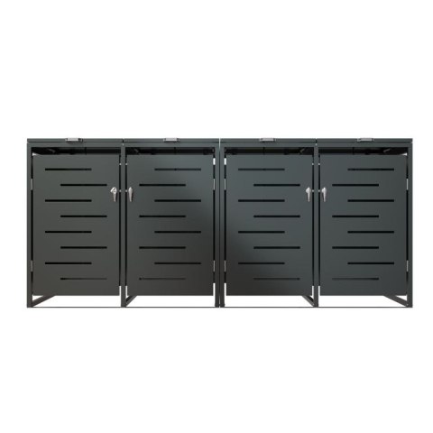 Metalowy schowek na 4 kosze na śmieci, antracyt 264×116×80cm