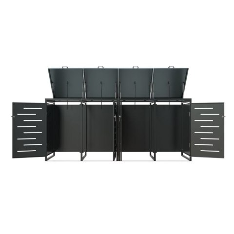 Metalowy schowek na 4 kosze na śmieci, antracyt 264×116×80cm