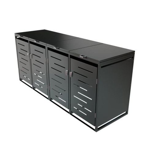 Metalowy schowek na 4 kosze na śmieci, antracyt 264×116×80cm