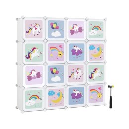 Modułowa szafa dziecięca pastelowa z jednorożcami 16 kostek