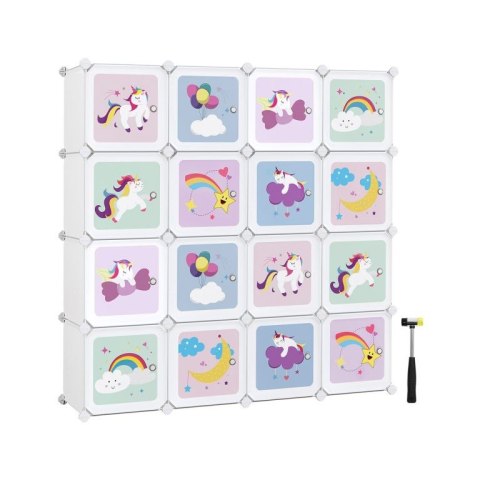 Modułowa szafa dziecięca pastelowa z jednorożcami 16 kostek
