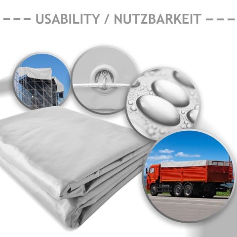 Plandeka JAGO 650 g/m², aluminiowe oczka, biała, 3x5 m