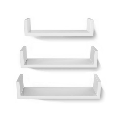 Zestaw 3 białych półek ściennych MDF, wysoki połysk, SONGMCS