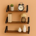 Zestaw 3 półek ściennych rustykalnych z czarnymi wspornikami