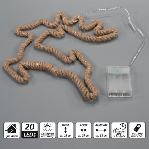 Dekoracja świąteczna renifer 28x29 cm, 20 LED 2 szt