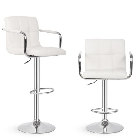 MIADOMODO Krzesło barowe 2 szt, z podłokietnikami, białe