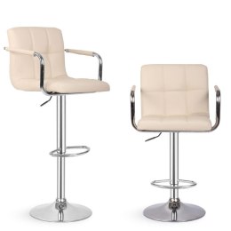 MIADOMODO Krzesło barowe 2szt, z podłokietnikami, beżowe