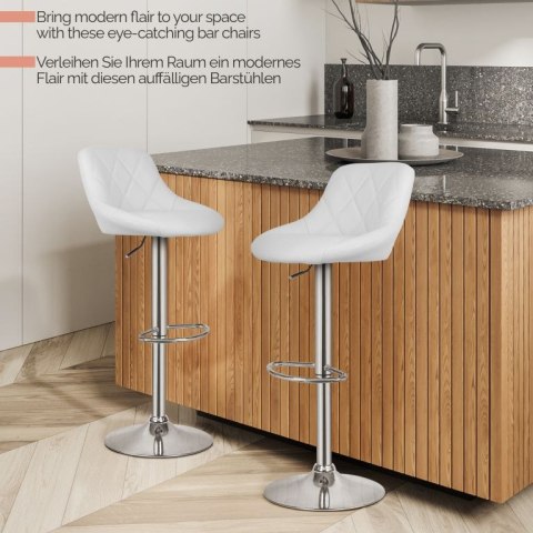 MIADOMODO Stołek barowy 2 szt, bez podłokietnika, biały