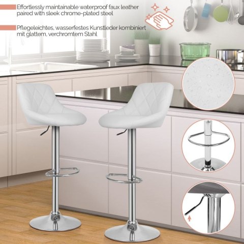 MIADOMODO Stołek barowy 2 szt, bez podłokietnika, biały