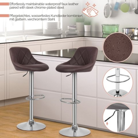 MIADOMODO Stołek barowy 2 szt, bez podłokietnika, brązowy