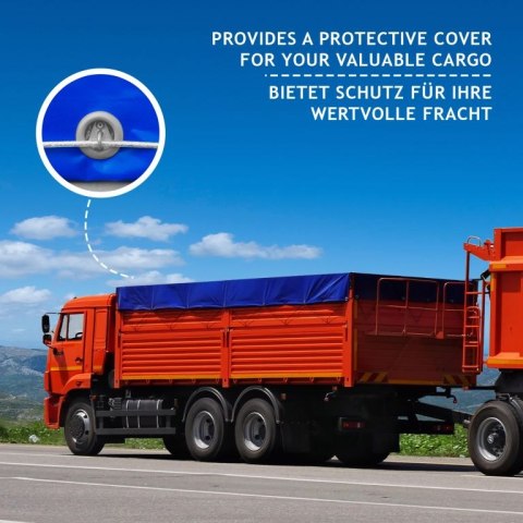 Plandeka JAGO 650 g/m²,aluminiowe oczka, niebieska, 3x6 m