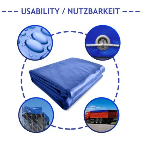 Plandeka JAGO 650 g/m²,aluminiowe oczka, niebieska, 3x6 m