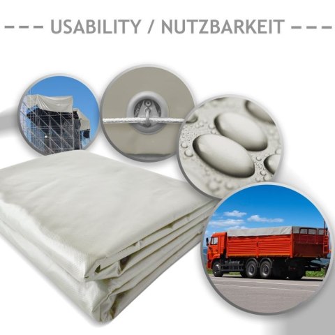 Plandeka JAGO 650 g/m², aluminiowe oczka, szara, 5x7 m