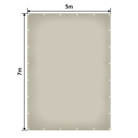 Plandeka JAGO 650 g/m², aluminiowe oczka, szara, 5x7 m