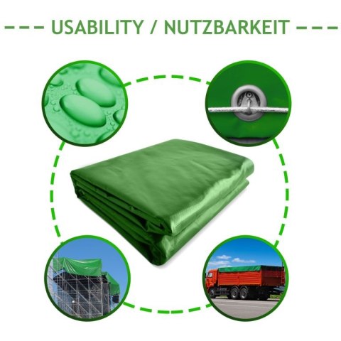 Plandeka JAGO 650 g/m², aluminiowe oczka, zielona, 3x6 m