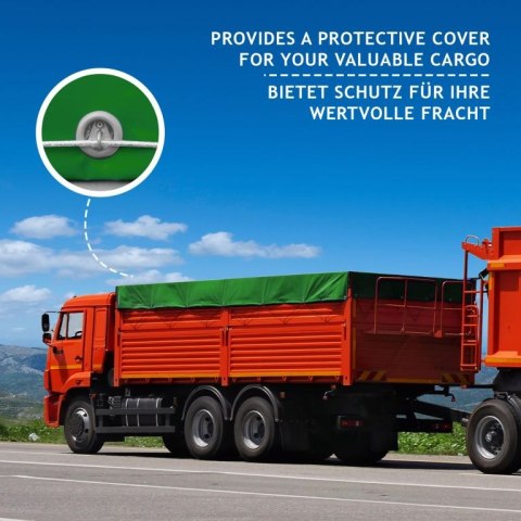 Plandeka JAGO 650 g/m², aluminiowe oczka, zielona, 3x6 m