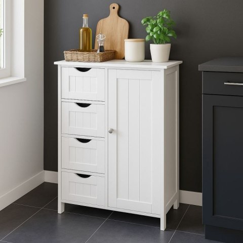 Uniwersalna biała szafka MDF 4 szuflady, regulowana półka