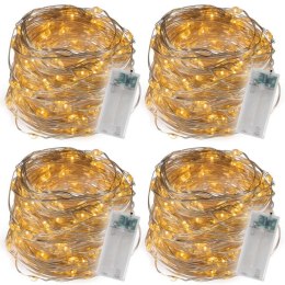 Zestaw 4 przewodów świetlnych 40 LED, ciepła biel