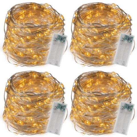 Zestaw 4 przewodów świetlnych 40 LED, ciepła biel