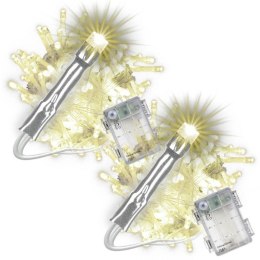 Zestaw świątecznych łańcuchów LED100 diod ciepły biały 2 szt