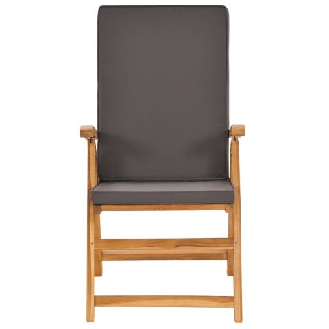 5-cz. zestaw mebli ogrodowych, szare poduszki, drewno tekowe