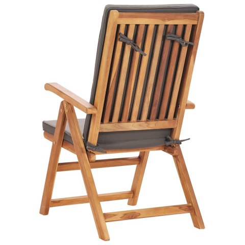 5-cz. zestaw mebli ogrodowych, szare poduszki, drewno tekowe