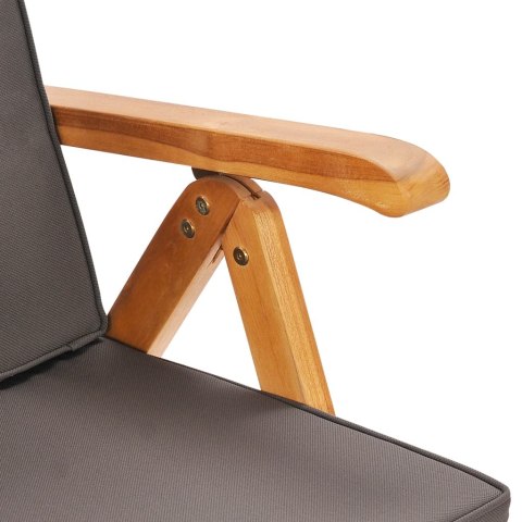 5-cz. zestaw mebli ogrodowych, szare poduszki, drewno tekowe