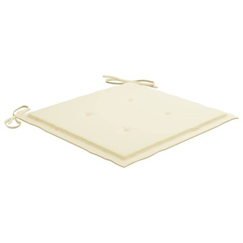 Krzesła ogrodowe z kremowymi poduszkami, 6 szt., drewno tekowe