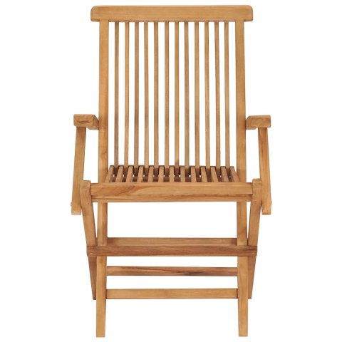 Krzesła ogrodowe z zielonymi poduszkami, 4 szt., drewno tekowe