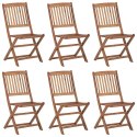 Składane krzesła ogrodowe z poduszkami, 6 szt., drewno akacjowe