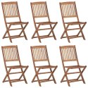 Składane krzesła ogrodowe z poduszkami, 6 szt., drewno akacjowe