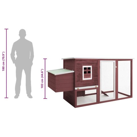 Klatka dla kur z miejscem do gniazdowania, brązowa, drewniana