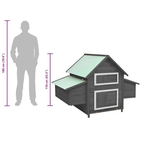Klatka dla kurcząt, szaro-biała, 152x96x110 cm, lita jodła