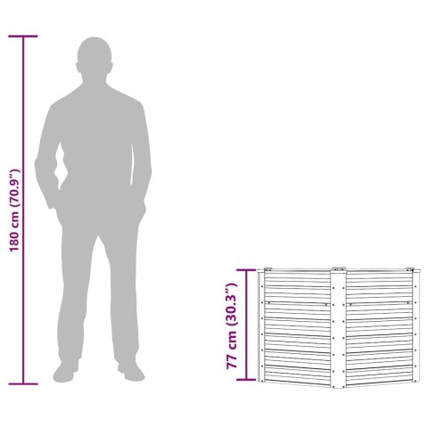 Podwyższona donica z galwanizowanej stali, 129x129x77 cm, szara