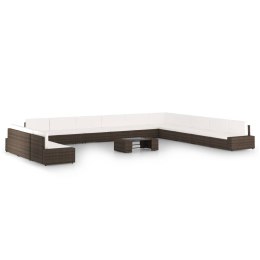 14-cz. ogrodowy zestaw wypoczynkowy, poduszki, rattan PE, brąz