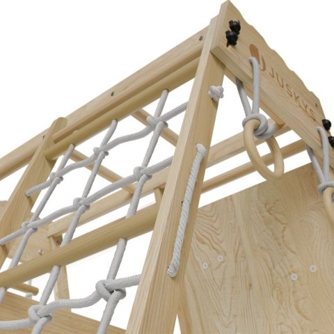 Drewniany, składany plac zabaw do wnętrz z zjeżdżalnią