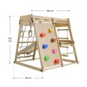 Drewniany, składany plac zabaw do wnętrz z zjeżdżalnią