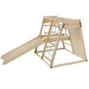 Drewniany, składany plac zabaw do wnętrz z zjeżdżalnią