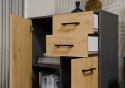 Komoda SIMPLO 2D2S Szafka 2 Szuflady 2 Drzwi Do Salonu ANTRACYT DĄB ARTISAN