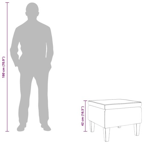 Podnóżek z drewnianymi nóżkami, kremowy, obity aksamitem