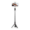 Selfie stick kijek do zdjęć Bluetooth z tripodem lampą LED do 105cm - czarny
