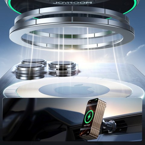 Uchwyt samochodowy z ładowarką do telefonu Qi2 15W na kratkę nawiewu - czarny